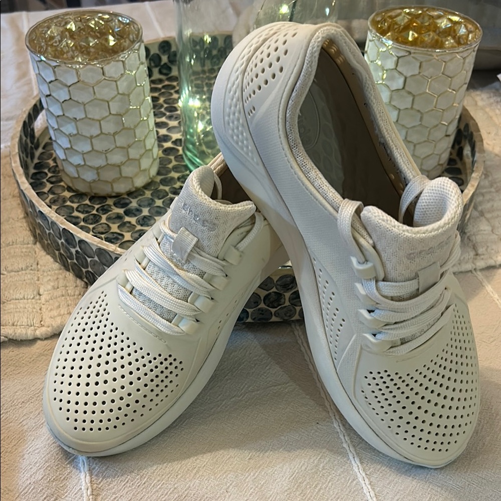 Women's White Perforated Sneakers
